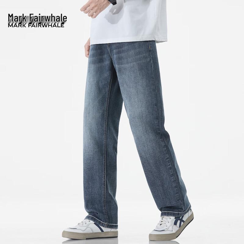 Mark Fairwhale Men's American Style Straight Wide-Leg Jeans