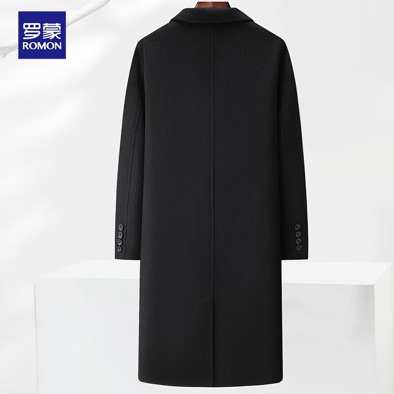 Romon Men's Extra Long Over-the-Knee Merino Wool Double-Faced Trench Coat