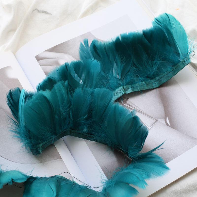 Color Medium Floating Feathers Cloth Edge Goose Feather Cloth Strip Diy Skirt Shawl Performance Clothes Wings Decoration Feather Lamp Material
