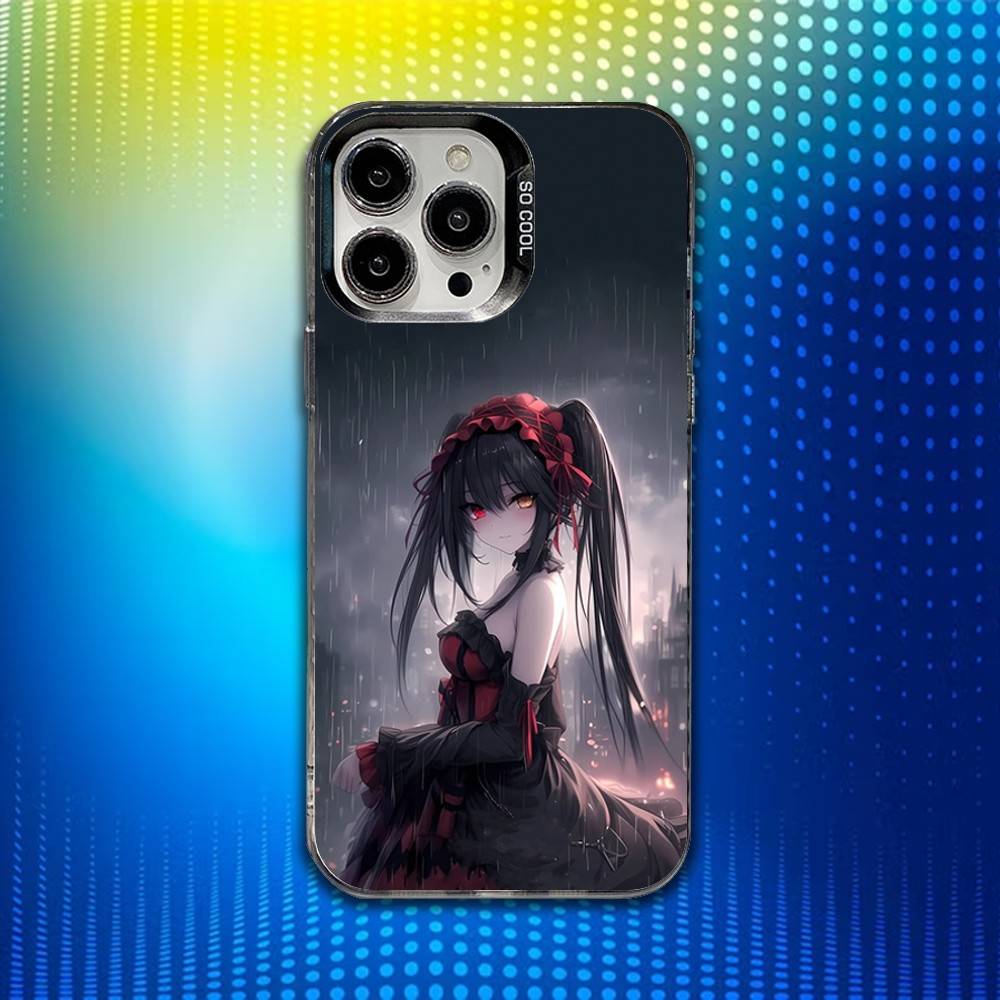 T-Tokisaki Kurumi Anime Phone Case For iPhone 16,15,14,13,12,11,Mini,Pro,SE,MAX White Matte Shockproof Cover