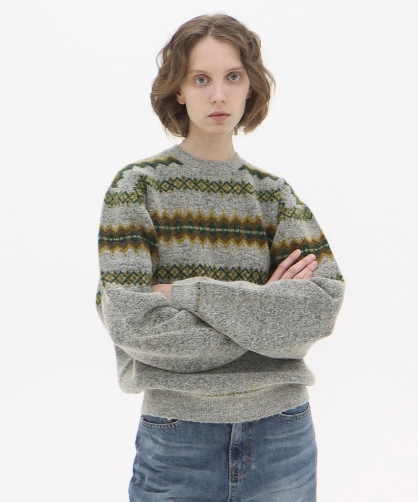 Leikeuseutyudio Modal Ethnic Nordic Knit_Gray