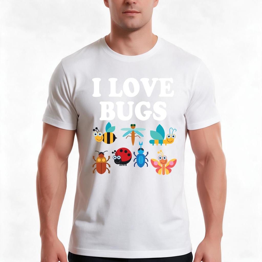 I Love Bugs Tshirt Summer Casual Cotton Tee Oversized Streetwear Tops Vintage Graphic Print Loose Fit Short Sleeve