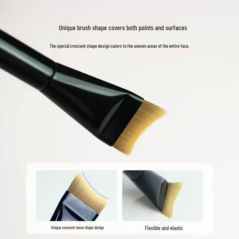 Crescent Flat-Head Foundation Brush - Seamless, Non-Absorbing Makeup Tool