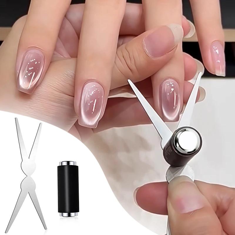 Double-head French Nail Art Magnet Set 3D Strong Cat Eye Magnet Nail Art Gel Polish DIY V-Shaped Effect Manicure Magnetic Tool
