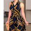 European & American Cross-border Women's Sleeveless Tie-up Shirt Dress