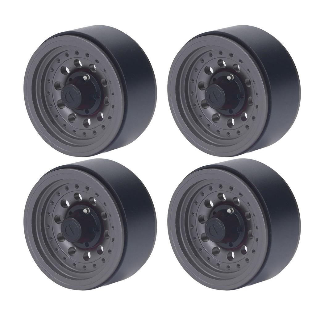 4PCS RC Beadlock Wheel Rim Set 1.9 Inch Aluminum Alloy 1 10 RC Car Wheel Hub for Axial SCX10 I II III Grey
