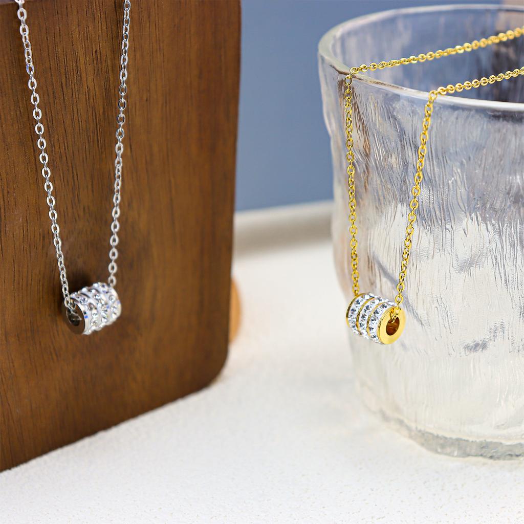 Petite Taille Avec Diamants Et Collier en Acier Titane Inaltérable Pour Femmes, Tendance Froide Pendentif Chaîne Clavicule