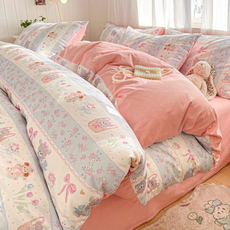 Cartoon Fresh Cotton Bedding Set 133x72 Thread Count Dorm