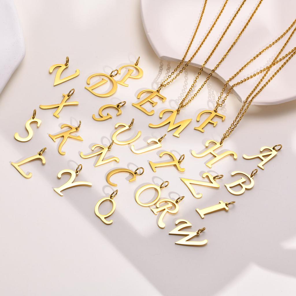 Vnox Stainless Steel Initial Letter A-Z Necklaces for Women Men Gift Jewelry,4 Colors Option