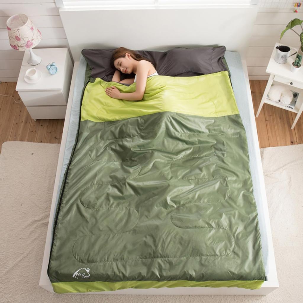 Double Sleeping Bag with Two for Two Ideal for Emergency Car and Storage Pillows, Lightweight, Warm, Waterproof, People, Preparedness, Camping,