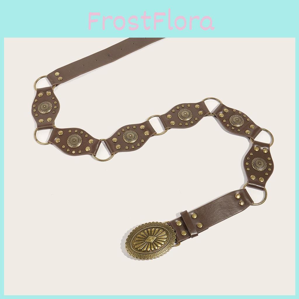 Modern Street Fashion Hollow Ring Pu Leather Belt With Metal Buckle For Women