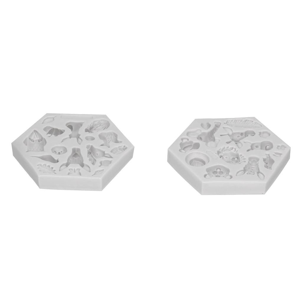 2Stk/Set Tiermuster Silikon Fondantform Schokolade Seife Kuchenform Backwerkzeug Grau