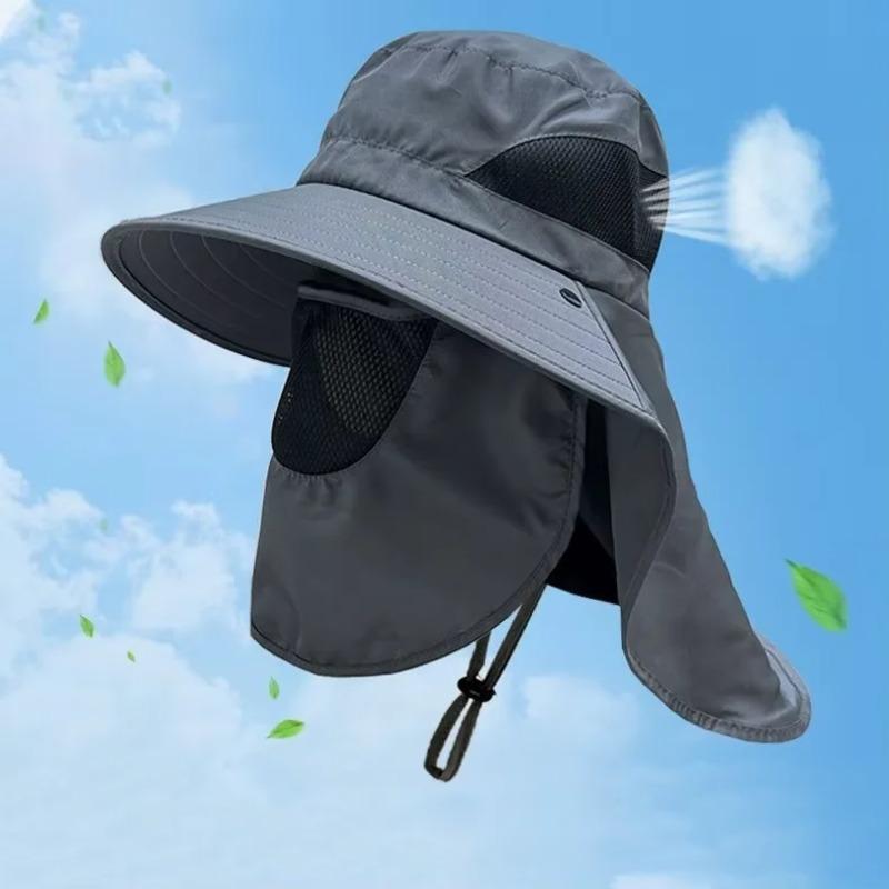 UV Protection Bucket Hat with Neck Flap Lightweight Full Face Mask Sun Guard for Hiking Fishing Camping