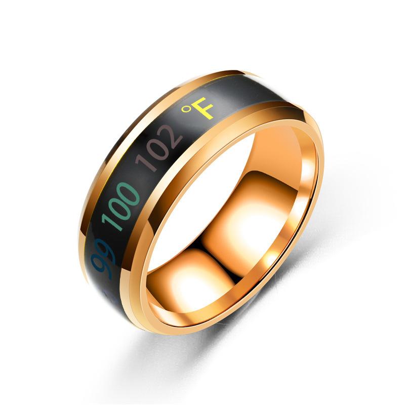 

Titanium Steel Ring Temperature Couple Ring Mood Emotion Feeling Intelligent Sensitive Rings For Women Men Waterproof Size 13&8 MM