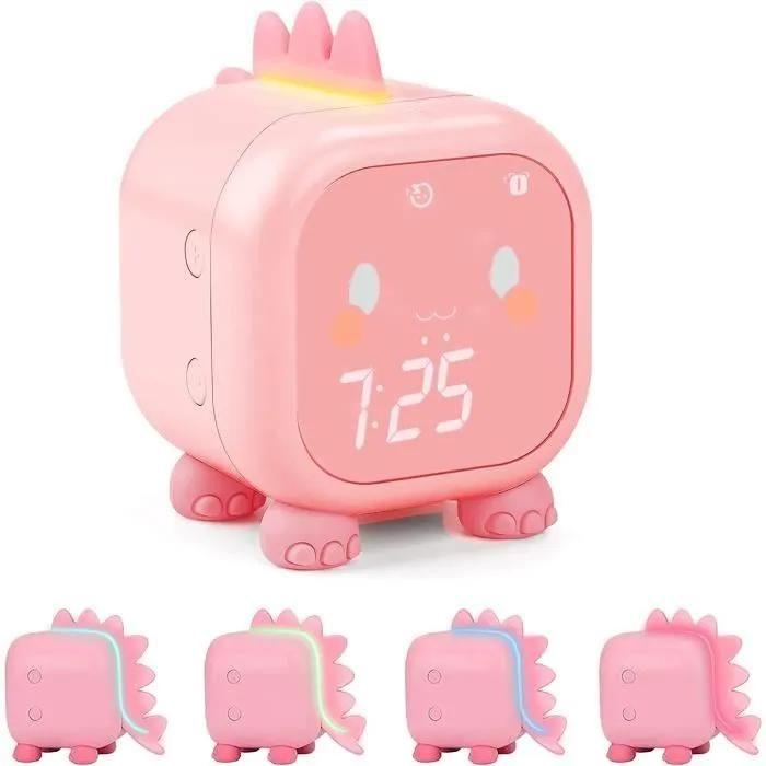 Réveil Numérique Enfant Forme Dinosaure Rose Chambre Enfant Cadeau Anniversaire Vacances