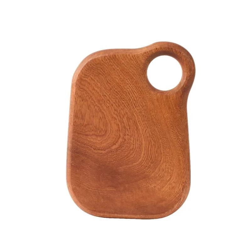 1pc Solid Wood Ebony Cutting Block Multifunctional Kitchen Tray Steak Fruit Bread Cutting Board Household Food Serving Tool