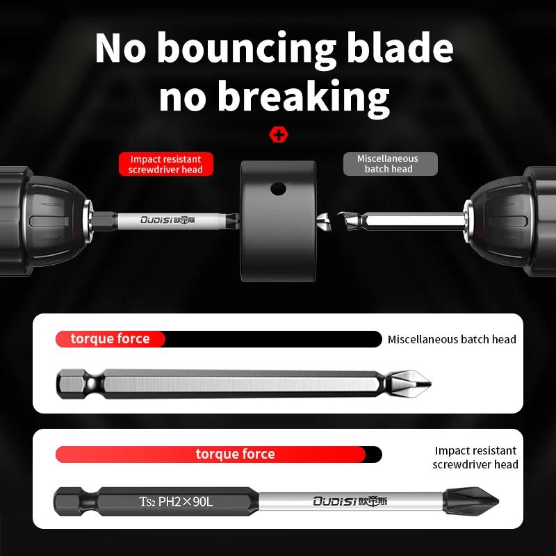 2 Pcs/Set Anti Slip PH2 Screwdriver Head Magnetic Impact Resistant Screwdriver Head Cross High Hardness Waterproof Drill Bits