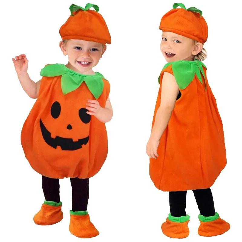 Halloween Pumpkin Costume Kids Romper Boy Girl Party Costume Cosplay for Girls Boys Stage Performance Holiday Party Clothing