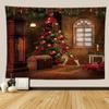 Christmas Tree Christmas Gifts Fireplace Printing Pattern Tapestry Home Living Room Bedroom Decoration Hanging Tapestry