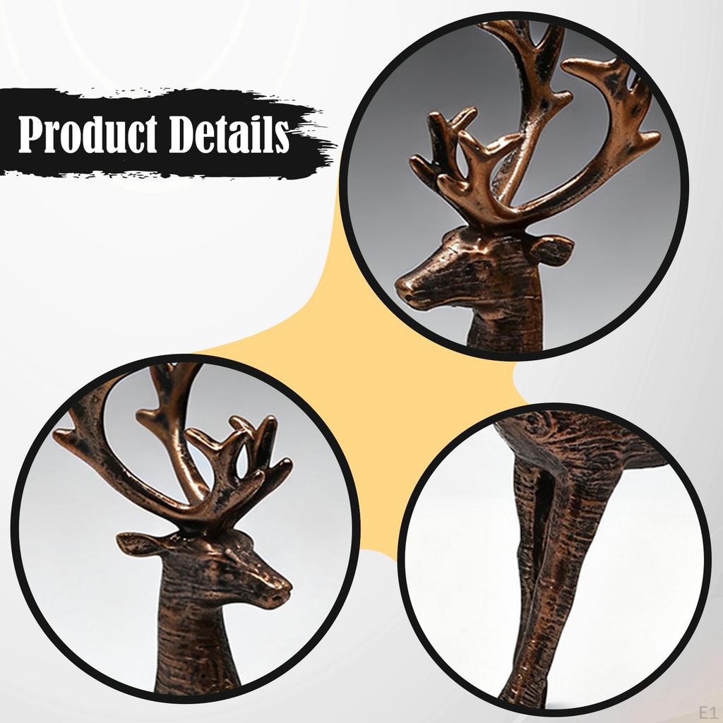2 Stück Rentierstatuen Hirschliebhaber Skulptur Kreative Sammlung Ornament Kunstfigur für Wohnzimmer