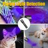 2 In 1 LED UV Flashlight Purple White Dual Light USB Rechargeable Zoomable Torch with Built In Battery Scorpion Hunting Lantern