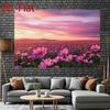 2D Sunset Pink Flower Scenic Backdrop for Studio Decoration