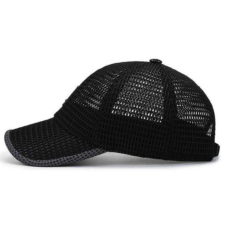 Men's Mesh Baseball Cap Summer Large Brim Sun Protection Hat Quick-Drying Hollow Out Outdoor Fishing Sunhat Breathable Snapback Trucker Sunscreen Cap