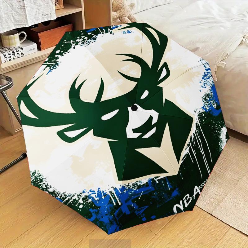 Bucks Team Logo Artwork Umbrella Folding Umbrella, Automatic Umbrella 8-Frame for Travel, Camping Use Gift for Halloween Christmas
