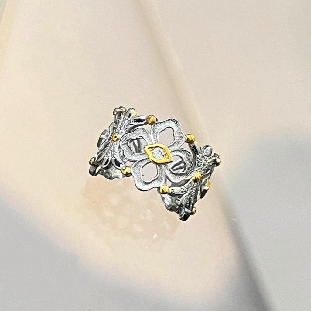 Vintage-Style French Brushed Flower Ring – Luxury Women's Fashion Jewelry