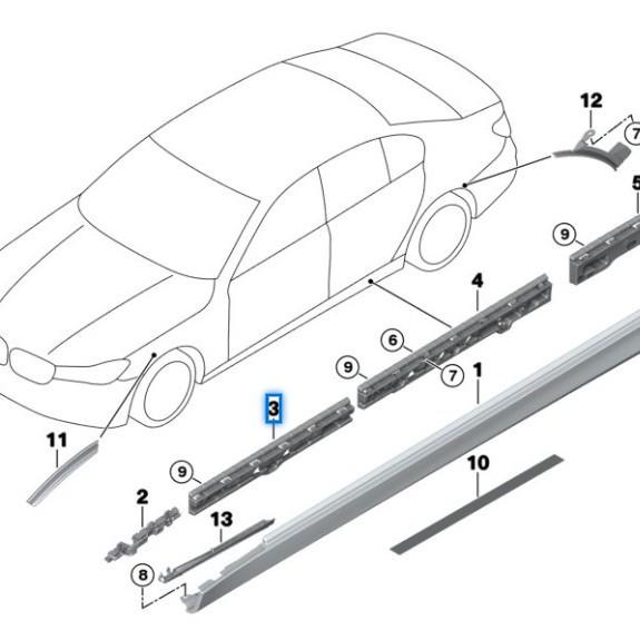 Side Sill Bracket for BMW 7 Series G11/G12 - Parts 51777357133, 51777357134