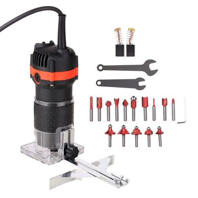 Electric Wood Milling & Engraving Tool: Full Copper Woodworking Slotting & Hole-Opening Machine for Home Use.