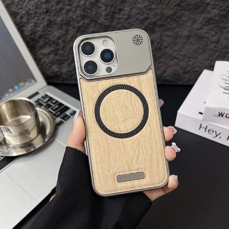 For Magsafe Magnetic Luxury Solid Color Wood Grain No Bordered Aromatherapy Phone Case For iPhone 16 Pro Max 14 12 13 15 Pro Max