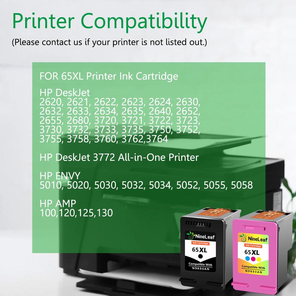 Compatible with HP 65XL 65 XL Ink Cartridge for Envy 5055 5058 5052 5010 5000 DeskJet 3755 2622 2655