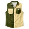 Men's Workwear Lapel Button-Down Vest Shirt - Lightweight Sleeveless Top