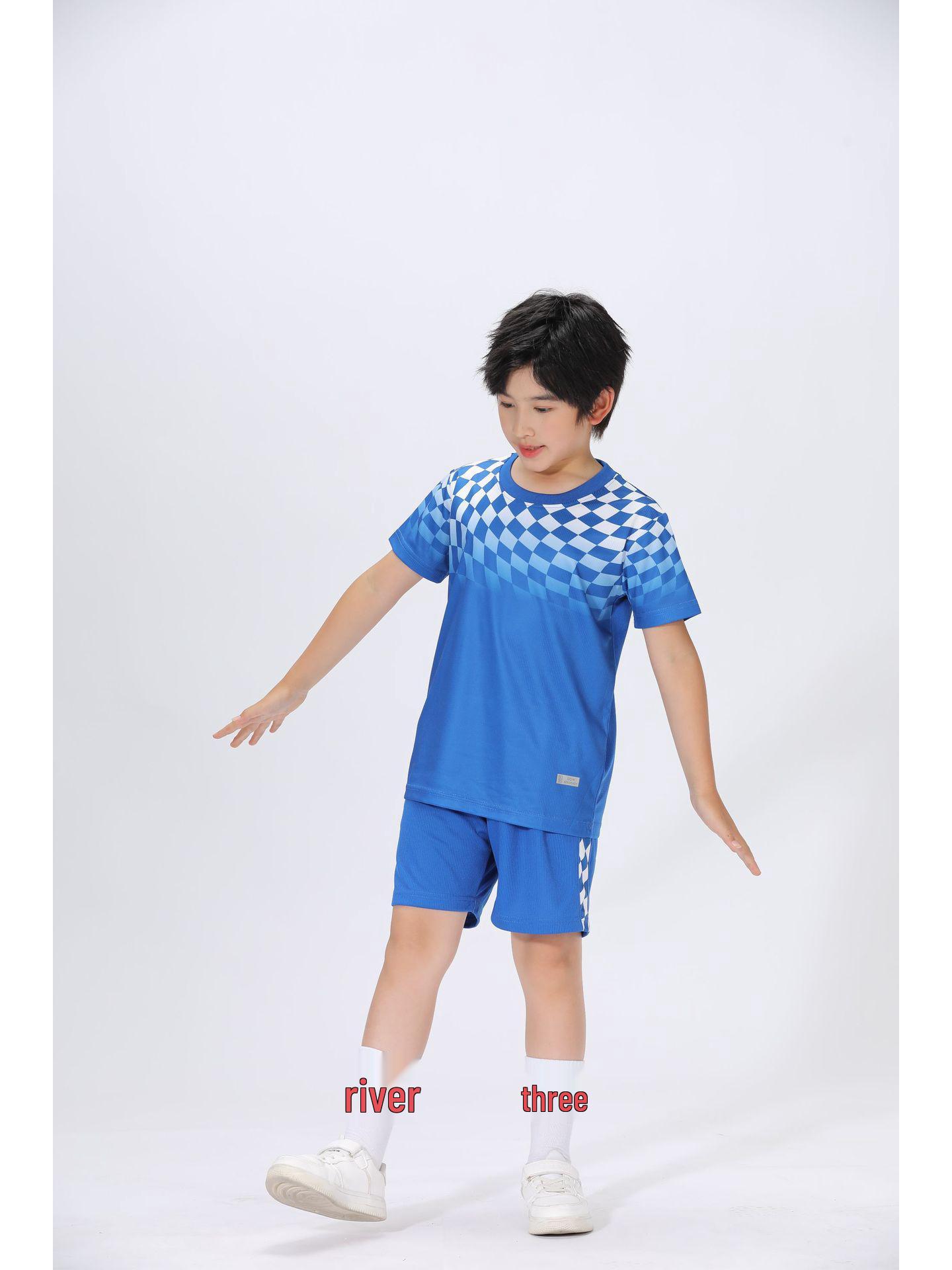 

Kids Football Training Suit Set: Boys & Girls Primary School Team Sports Uniform 26 синий