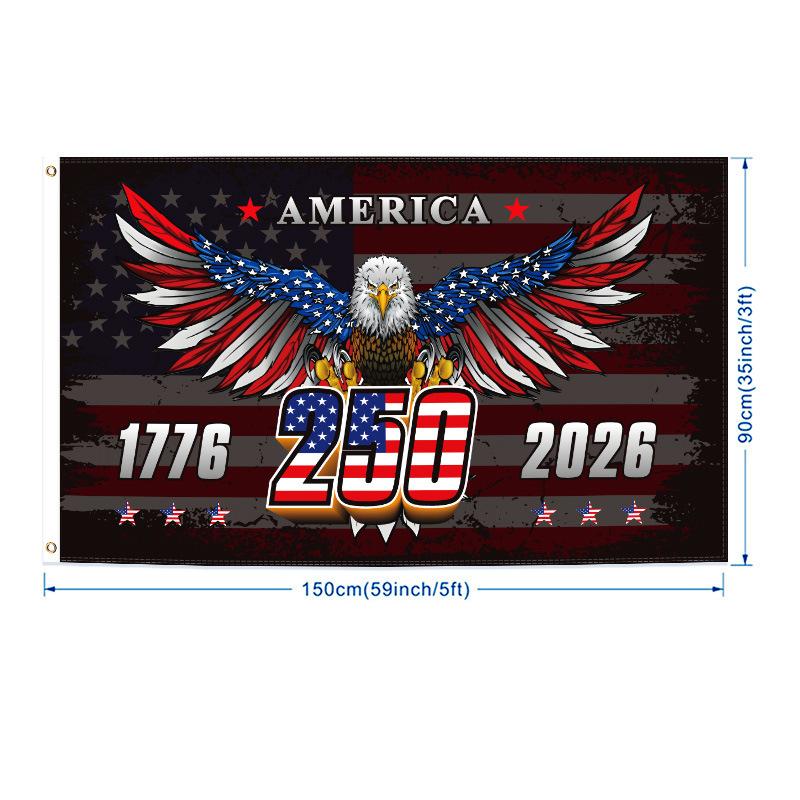 Bandiera Commemorativa del 250° Anniversario della Nascita dell'America Striscione Patriottico USA per il Giorno dell'Indipendenza Regalo da Collezione Storica 90x150cm