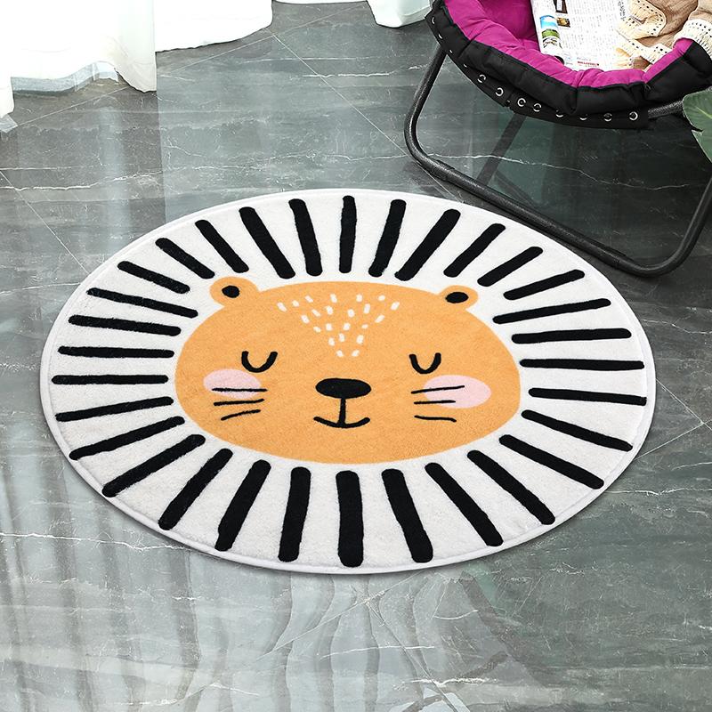 

Мультяшный круглый плюшевый ковер - мягкий, моющийся полиэстеровый коврик для детей и украшения дома, простой в уходе и праздничный ковер 60CM