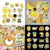 50 Pack Bright Yellow Waterproof Laptop Stickers With Cute Cartoon Designs For Travel