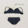 [Petite Marie] 13 DD DDS M Bust Compatible Lingerie Set: Bra and Panties Set, Black, Smooth Material, Floral Embroidery, Floral Lace, 60cm Doll, BJD