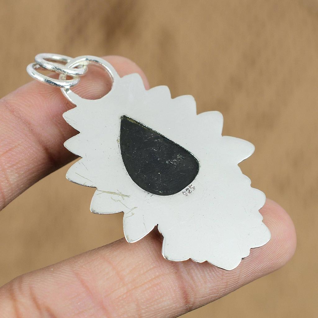 Wedding Gift For Her 925 Silver Natural Black Tourmaline Rough Gemstone Pendant