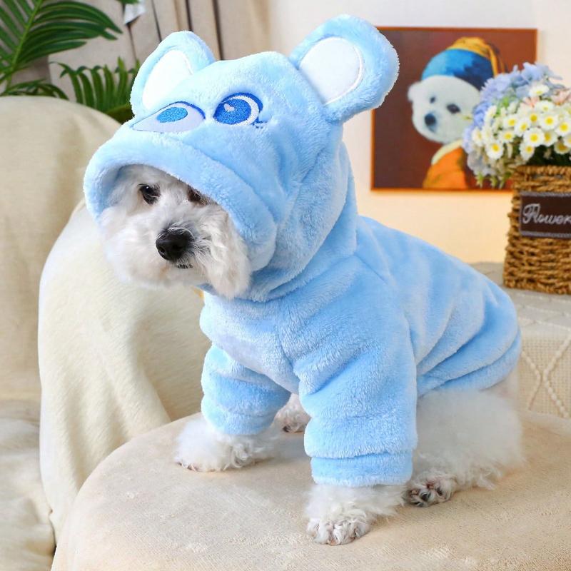 

1 шт. Милая толстовка с капюшоном и ушками медведя для домашних питомцев (собак/кошек), мягкий плюш, удобные костюмы, подходящие для собак и кошек, синего цвета XL синий