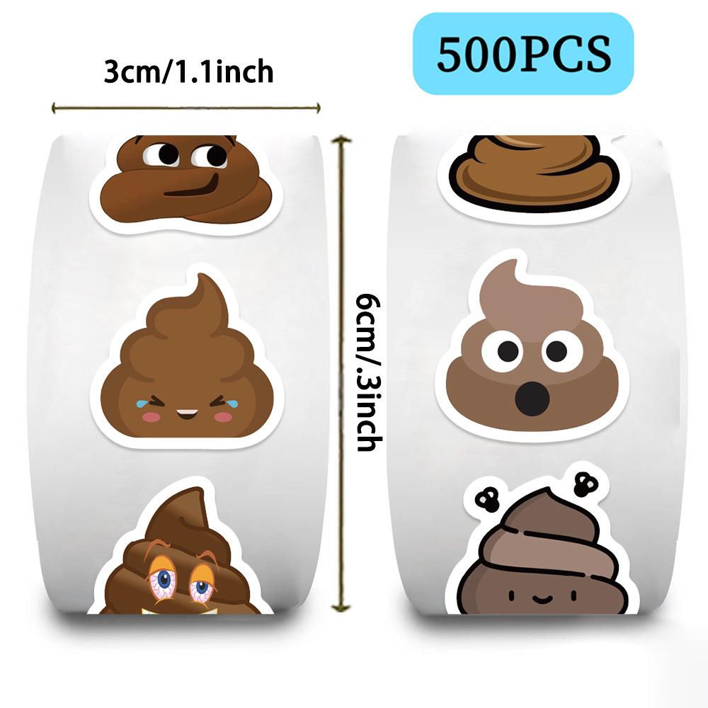 500 Pieces/roll Roll Sticker Tape Spoof Poop Sticker Hand Account Material Decorative Envelope Seal Sticker