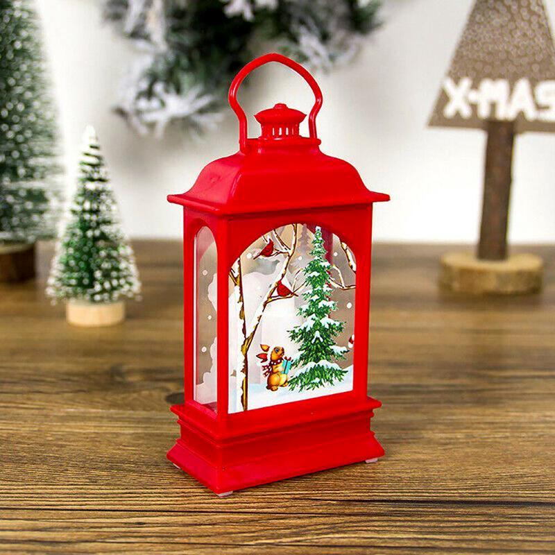 Christmas Tree Hanging Lamp Vintage Decorative Light Santa Claus Snowman Light Decor Hanging Lantern