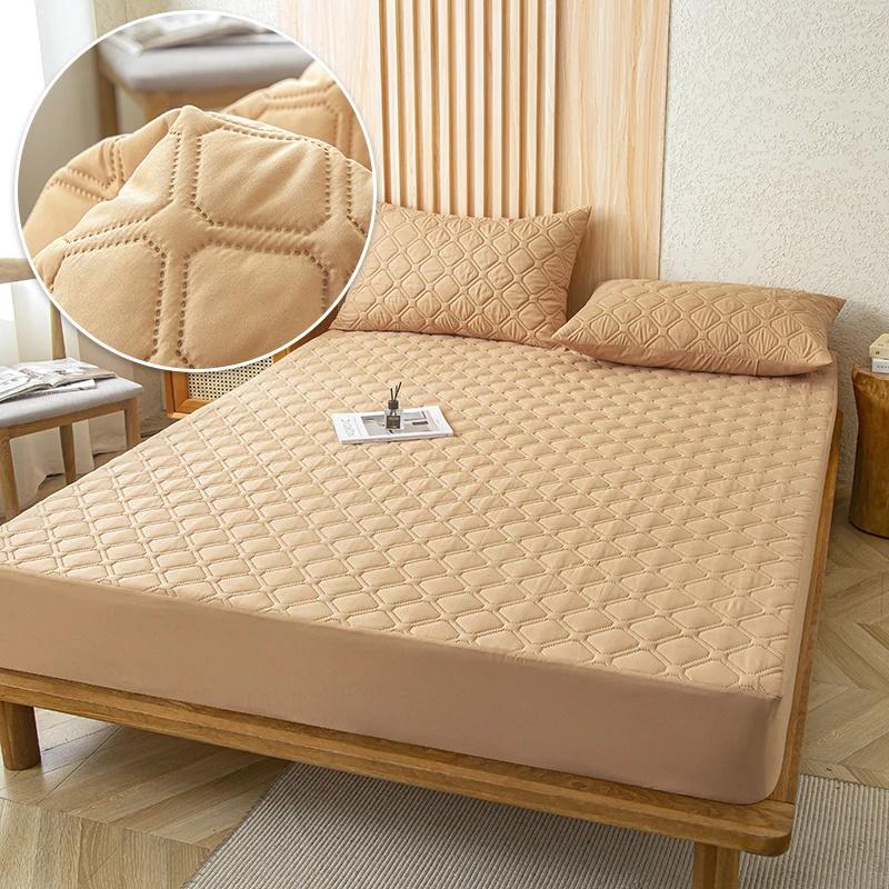 Waterproof Mattress Cover Bed Protector Case with Elastic Band Mattress Cover Fitted Sheet Soft Breathable King Mattress Cover Protector