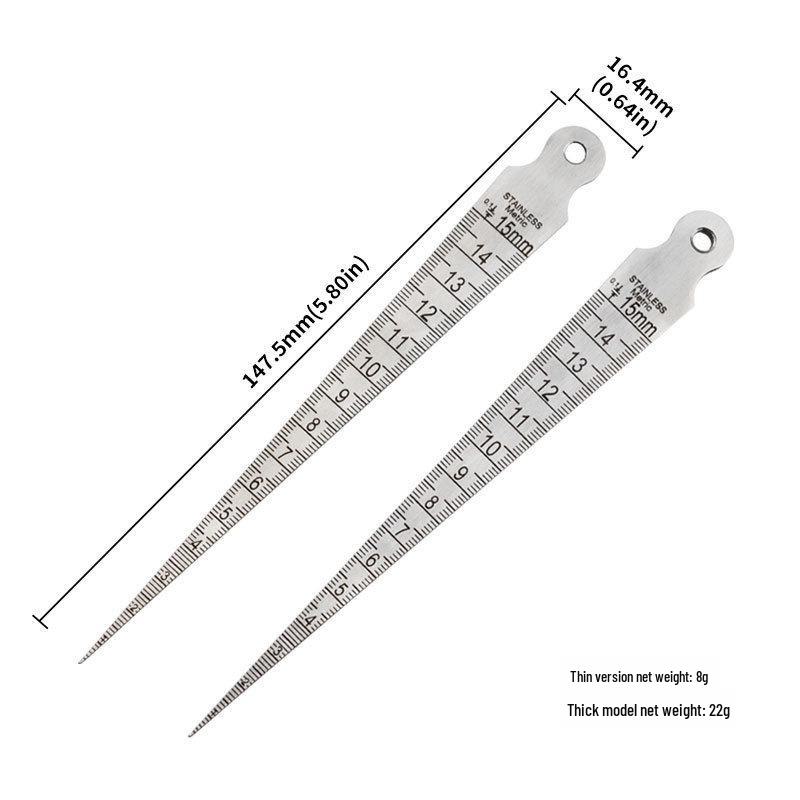 Stainless Steel Taper Gauge Ruler for Precise Measurements Inner Diameter 0-15mm Feelers & Wedges