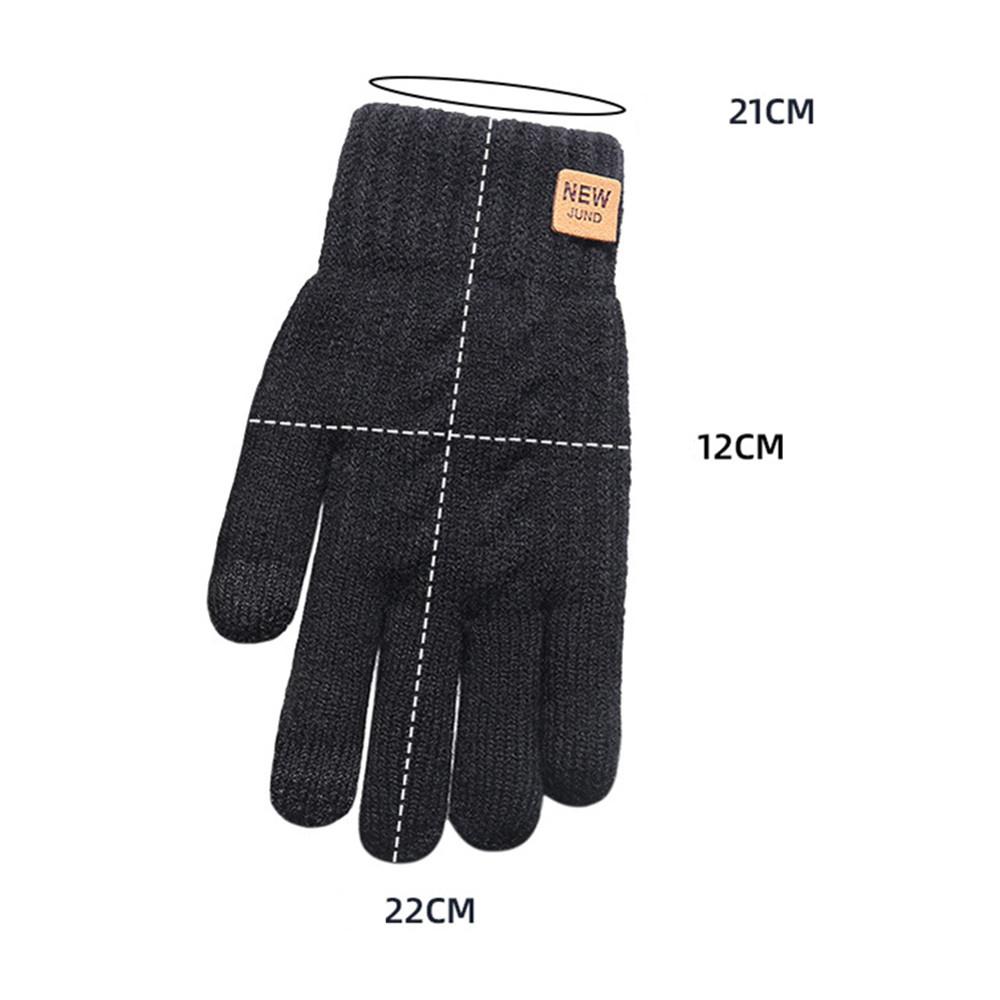 Full Finger Gloves Double Layer Mittens Knitted Gloves Leather Label Gloves For Cold Weather Activities Touchscreen Compatible