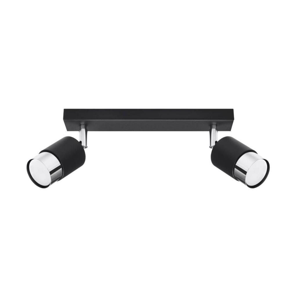 Spot Sufitowy Czarny Podłużny Podwójny Klosz Chrom 2Xgu10 10W Nero Sl.1065 Sollux Lighting