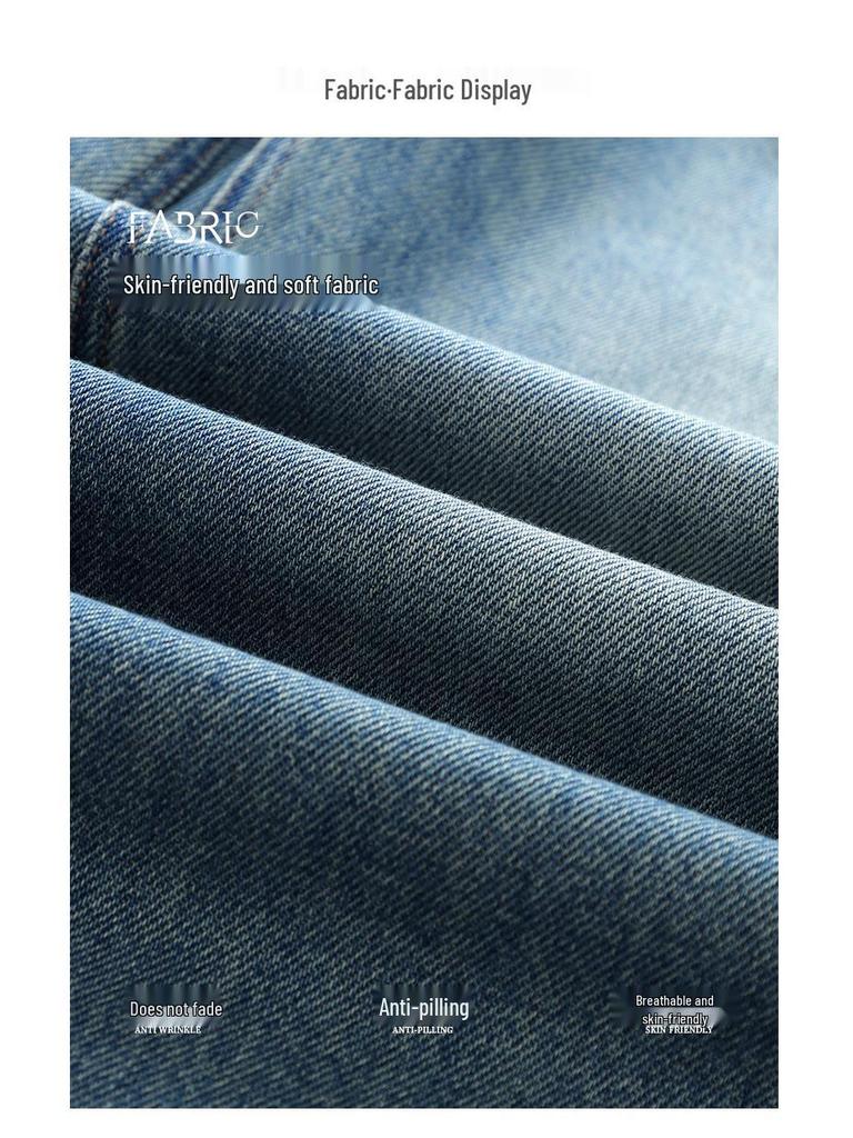 Women's Retro Light Blue Slimming Wide Leg Jeans - 2026 Spring Collection