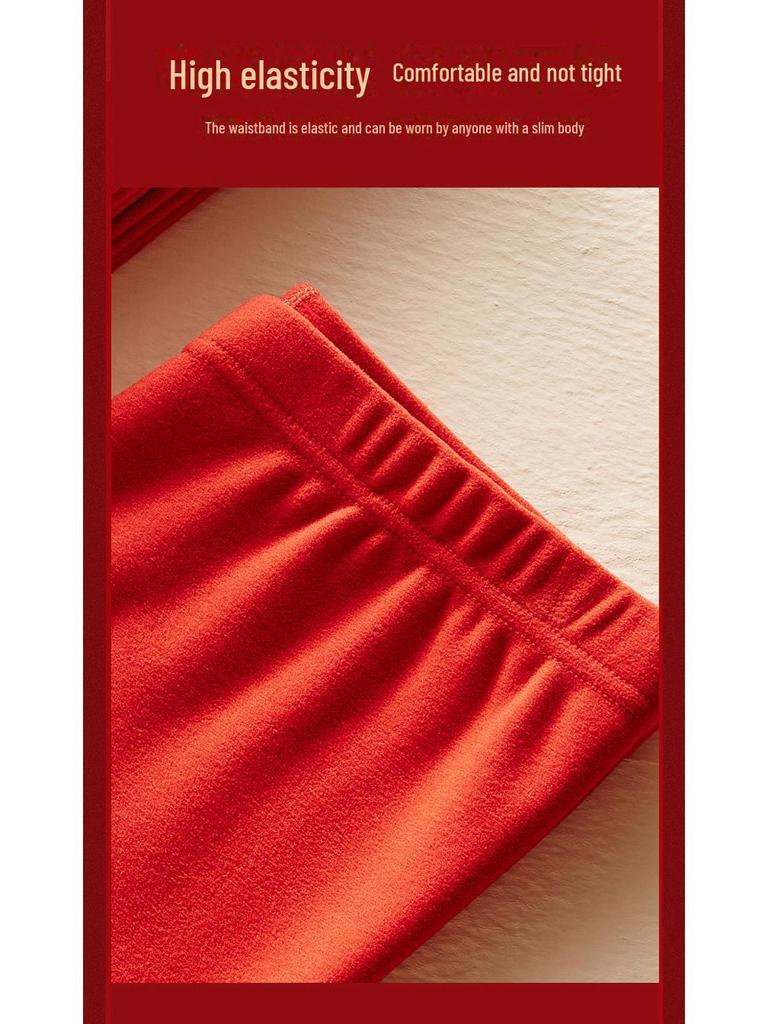 Couples' Bright Red Benmingnian Thermal Underwear Set for Autumn