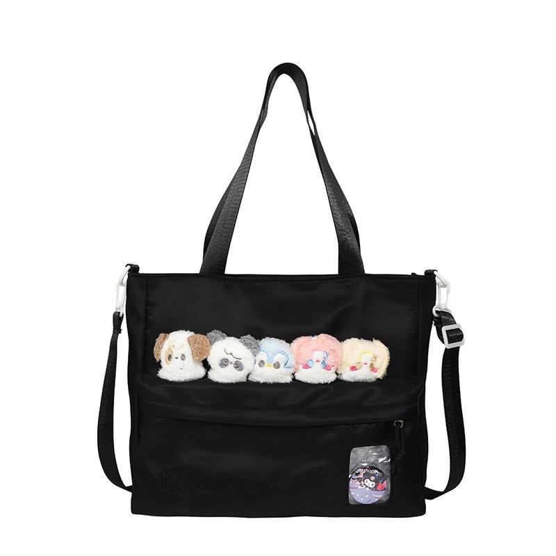 

Женская сумка через плечо большой вместимости, студенческая сумка-тоут для занятий чёрный